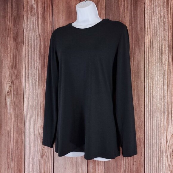 Kit and Ace Womens Size Large Black Long Sleeve Crewneck T-Shirt Tee Top - Picture 2 of 12